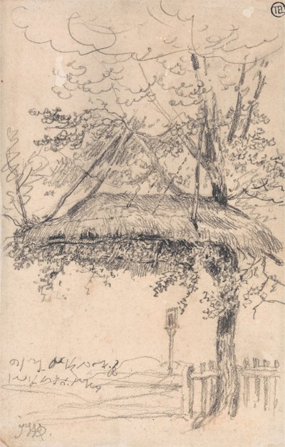 A Thatched Shelter Suspended from a Tree by James Ward